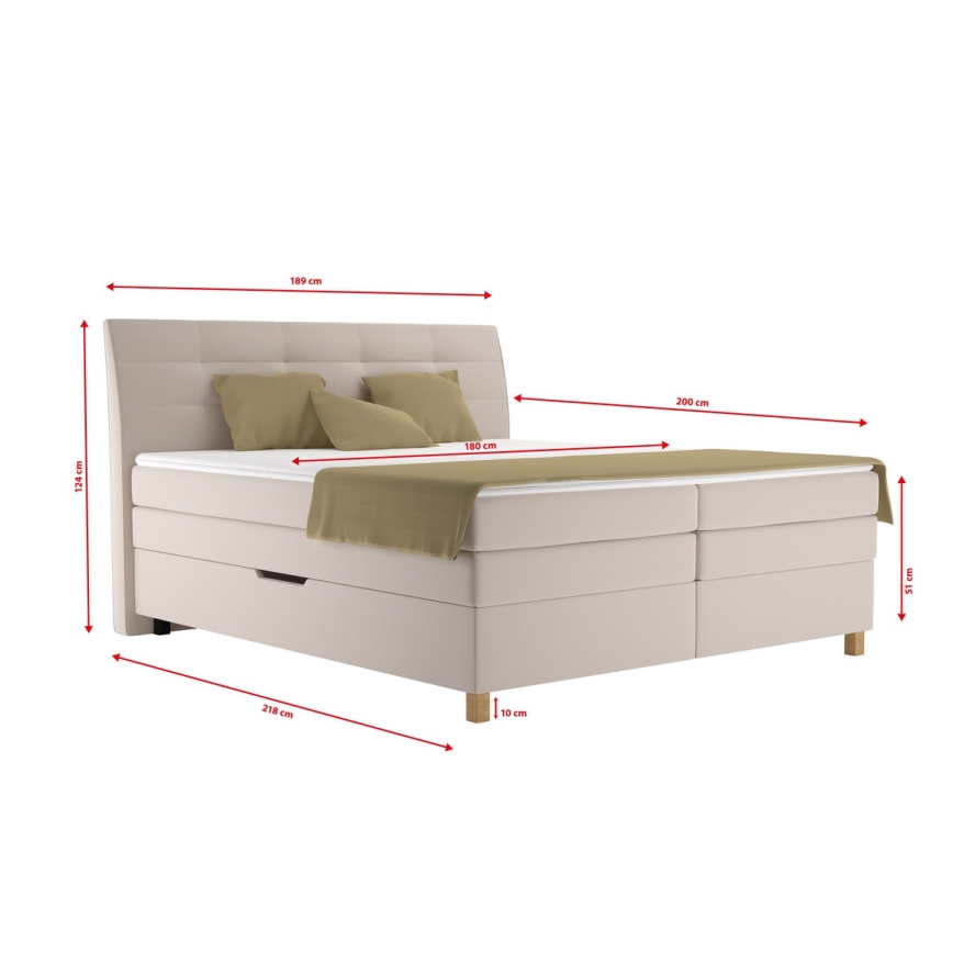 Boxspring krevet sa dušekom BEA 180x200 cm bež
