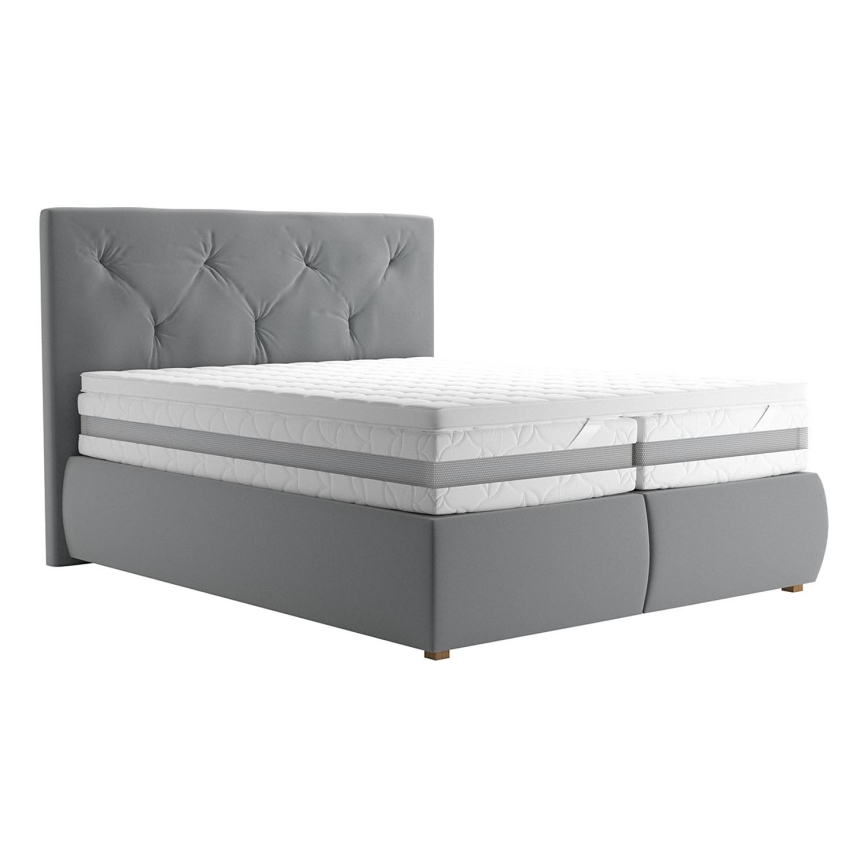 Boxspring krevet sa dušekom i naddušekom ELEN 160x200 cm sivo