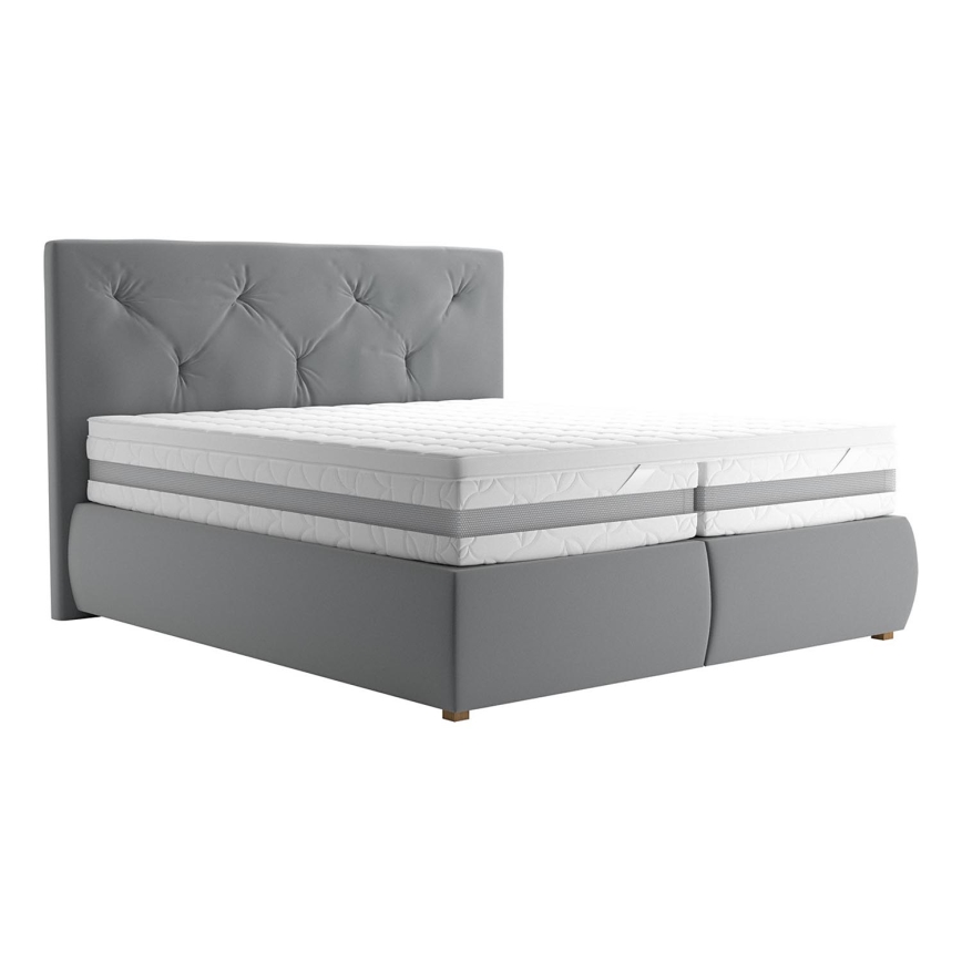 Boxspring krevet sa dušekom i naddušekom ELEN 180x200 cm sivo