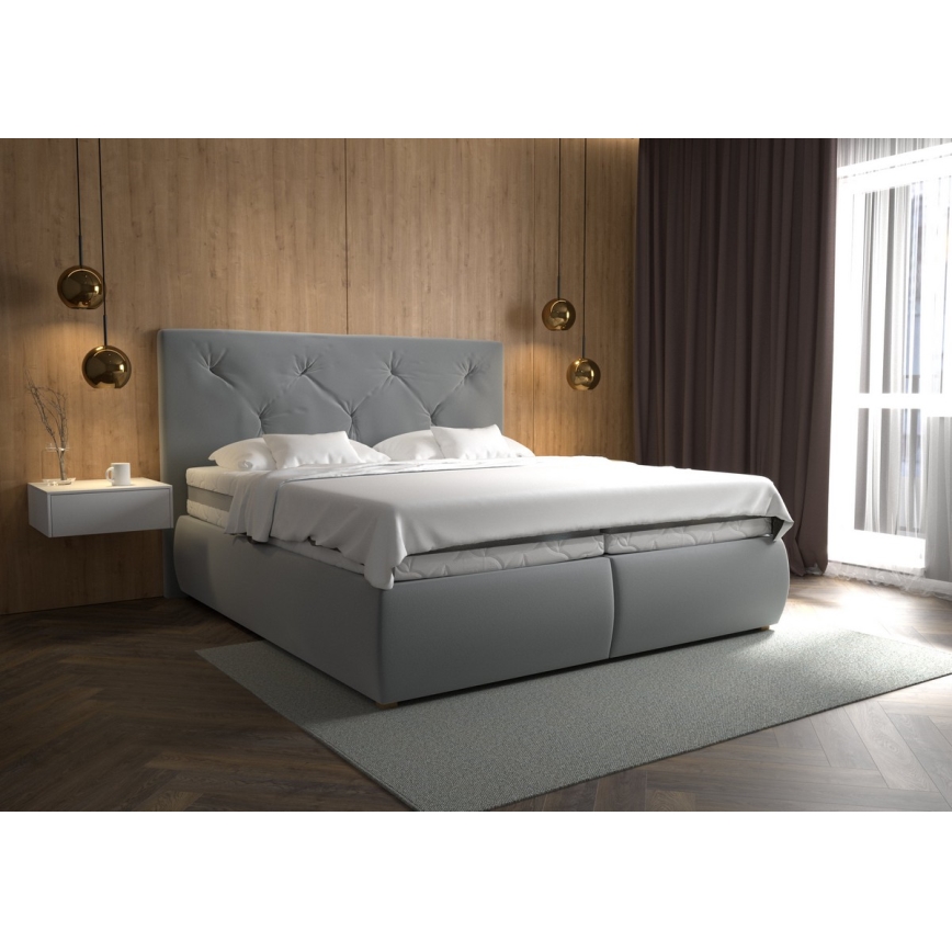 Boxspring krevet sa dušekom i naddušekom ELEN 180x200 cm sivo