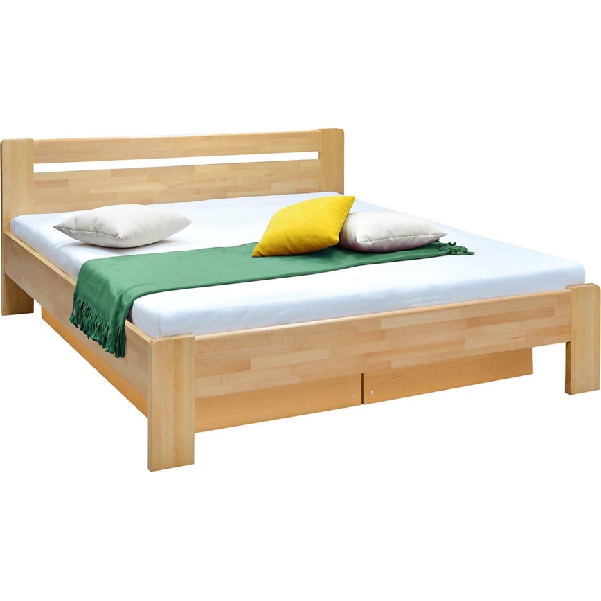 Bračni krevet AMARA 180x200 cm sa podnicom i prostorom za odlaganje, od masivnog bukovog drveta