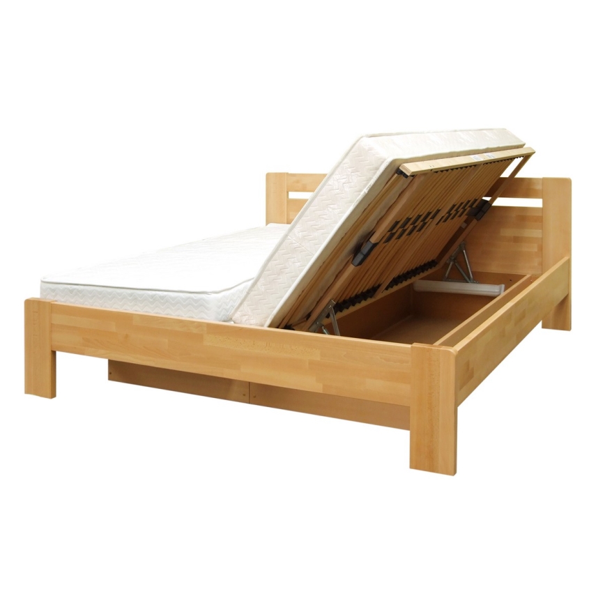 Bračni krevet AMARA 180x200 cm sa podnicom i prostorom za odlaganje, od masivnog bukovog drveta