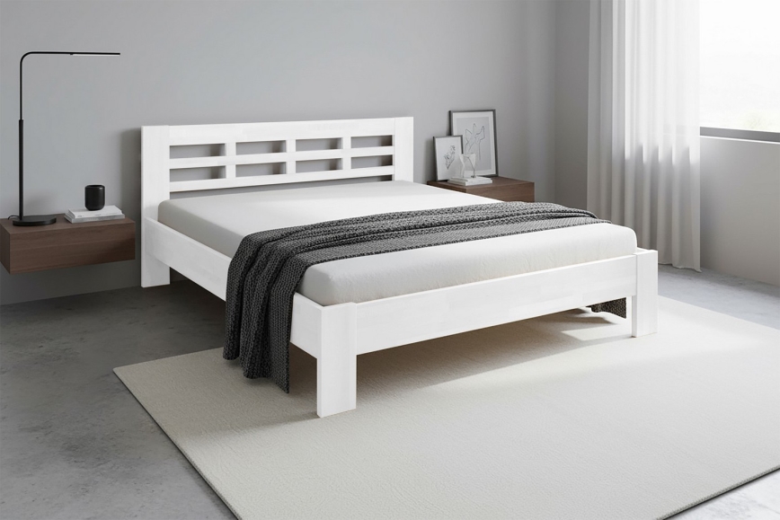 Bračni krevet od masivnog drveta ANGELA 180x200 cm beo