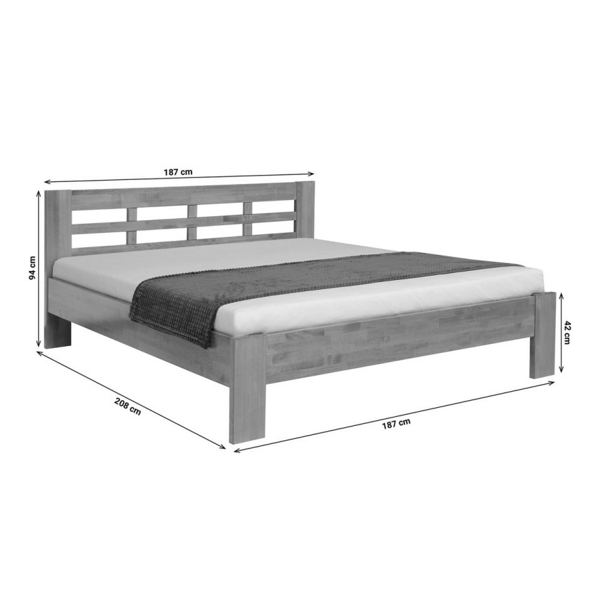 Bračni krevet od masivnog drveta ANGELA 180x200 cm, tamni orah