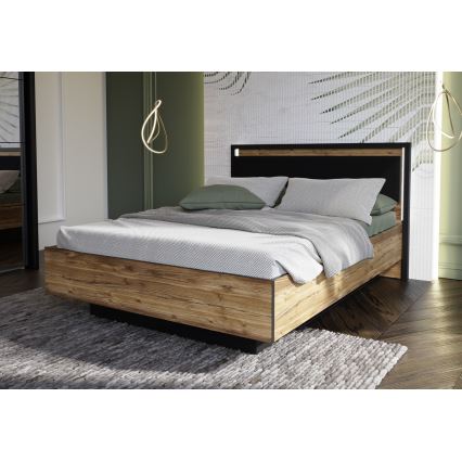 Bračni krevet sa prostorom za odlaganje OREN 140x200 cm braon/crna