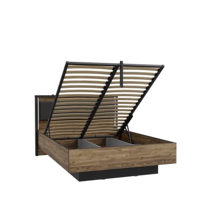 Bračni krevet sa prostorom za odlaganje OREN 140x200 cm braon/crna
