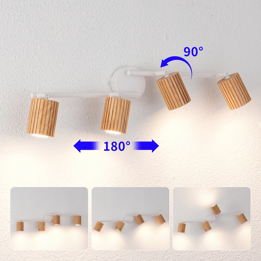 Brilagi - Bodovno svetlo MODERN WOOD 4xGU10/8W/230V kaučukovo drvo/belo