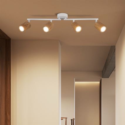 Brilagi - Bodovno svetlo MODERN WOOD 4xGU10/8W/230V kaučukovo drvo/belo