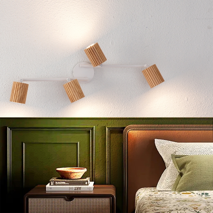 Brilagi - Bodovno svetlo MODERN WOOD 4xGU10/8W/230V kaučukovo drvo/belo