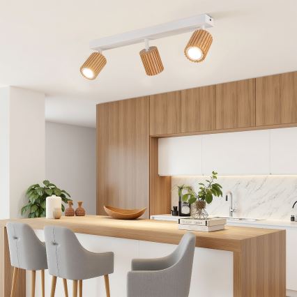 Brilagi - Bodovno svetlo MODERN WOOD 4xGU10/8W/230V kaučukovo drvo/belo