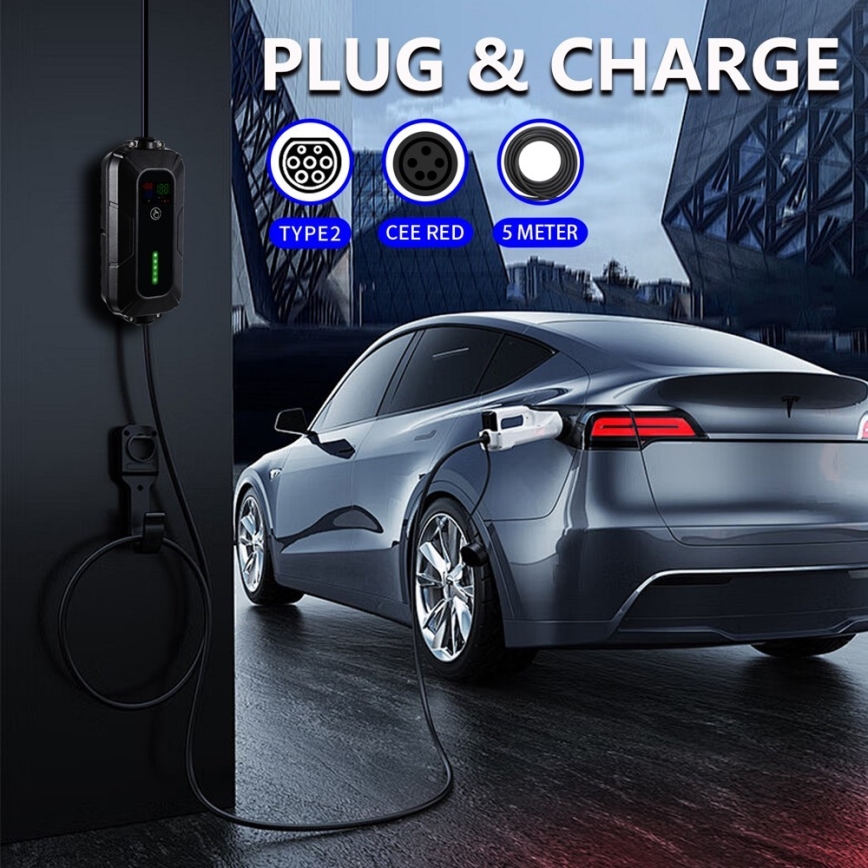 Brilagi - Putna EV stanica za punjenje električnih automobila FAST AC Type 2 16A/380V 11kW + utikač 230V, 3,7kW 5m + kućište