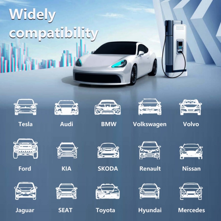 Brilagi - Putna EV stanica za punjenje električnih automobila FAST AC Type 2 16A/380V 11kW + utikač 230V, 3,7kW 5m + kućište