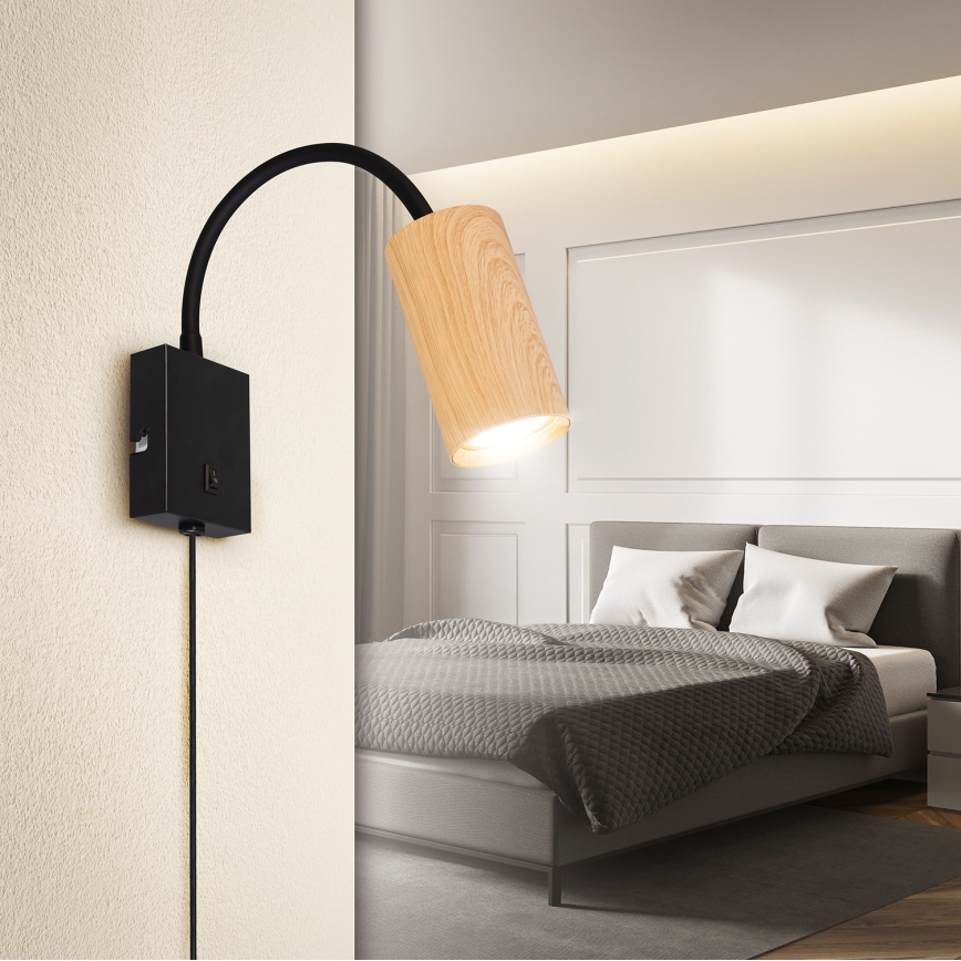 Brilagi - Fleksibilna zidna lampa SELE 1xGU10/30W/230V crno/braon