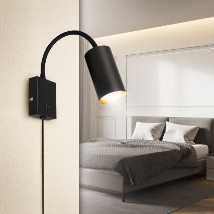 Brilagi - Fleksibilna zidna lampa SELE 1xGU10/30W/230V crno/zlatna