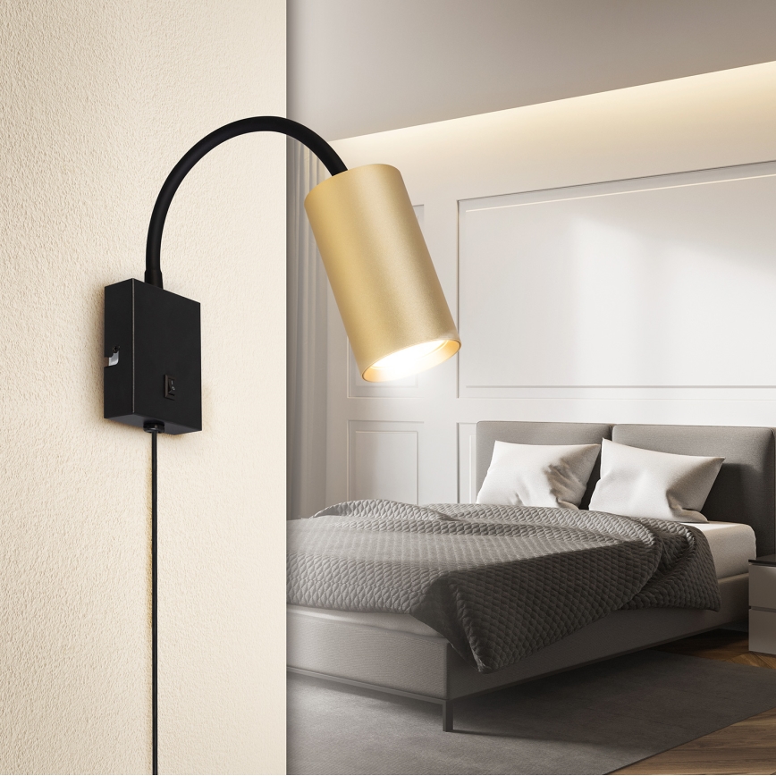 Brilagi - Fleksibilna zidna lampa SELE 1xGU10/30W/230V crno/zlatna