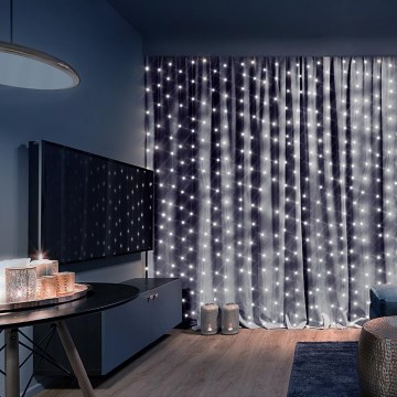 Brilagi - LED Božićna svetlosna zavesa 300xLED/8 funkcije/3xAA/USB 1,2m hladna bela
