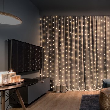 Brilagi - LED božićna zavesa 300xLED/8 funkcija/3xAA/USB 1,2m topla bela