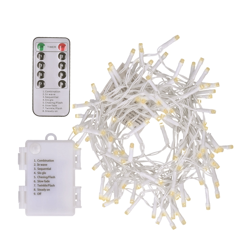 Brilagi - LED Božićne spoljašnje lampice 120xLED/8 funkcije/3xAA 9,5m bela IP44 topla bela + Daljinski upravljač