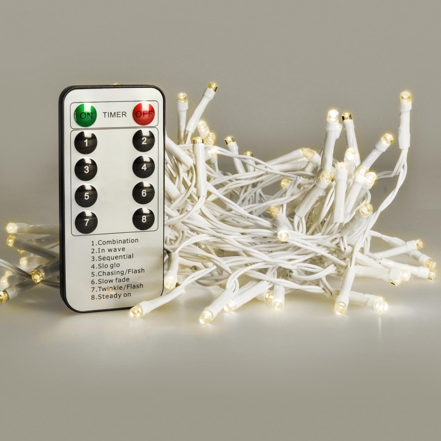 Brilagi - LED božićni spoljašnji niz 120xLED/8 funkcija/3xAA 9,5m bela IP44 topla bela + daljinski upravljač