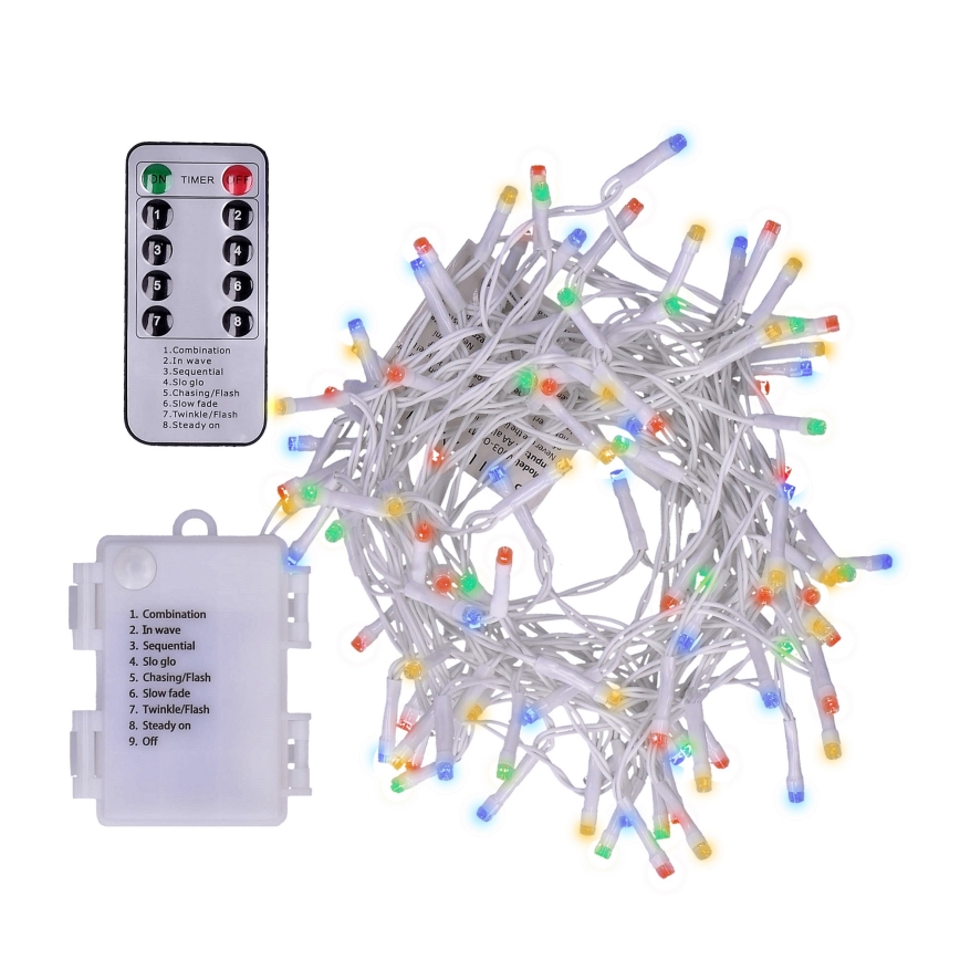 Brilagi - LED božićni spoljašnji niz 120xLED/8 funkcija/3xAA 9,5m IP44 višebojni + daljinski upravljač