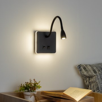 Brilagi - LED Fleksibilna zidna lampa MAYA Double LED/4W/230V + LED/3W crno