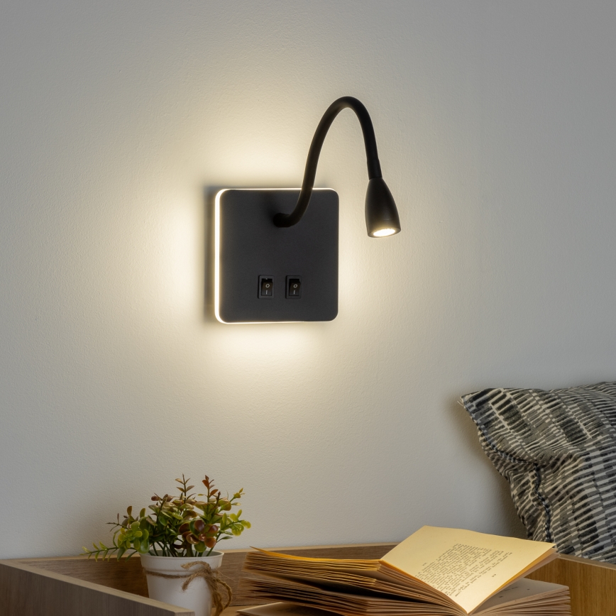 Brilagi - LED Fleksibilna zidna lampa MAYA Double LED/4W/230V + LED/3W crno