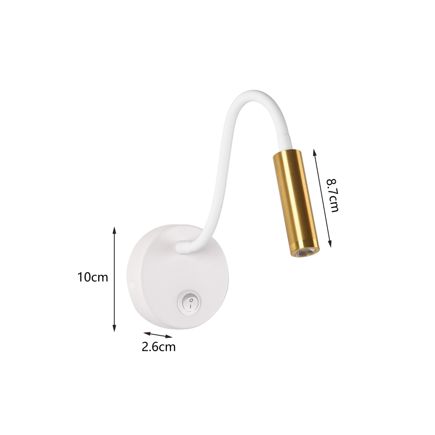 Brilagi - LED Fleksibilna zidna lampa MAYA LED/3W/230V 4000K bela/zlatna