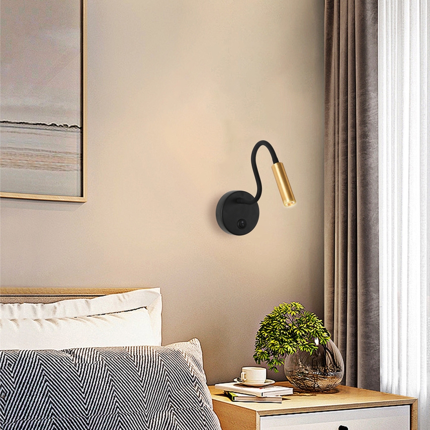 Brilagi - LED fleksibilna zidna lampa MAYA LED/3W/230V 4000K crna/zlatna