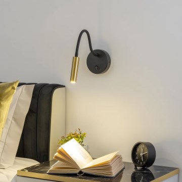 Brilagi - LED Fleksibilna zidna lampa MAYA LED/3W/230V 4000K crno/zlatna