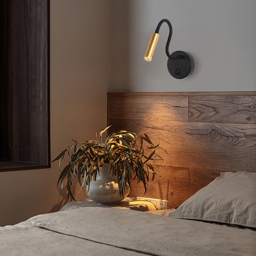Brilagi - LED Fleksibilna zidna lampa MAYA LED/3W/230V 4000K crno/zlatna