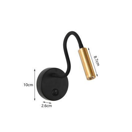 Brilagi - LED Fleksibilna zidna lampa MAYA LED/3W/230V 4000K crno/zlatna