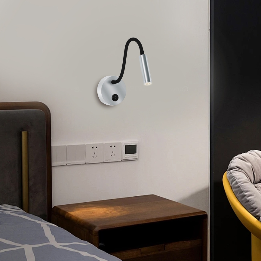 Brilagi - LED fleksibilna zidna lampa MAYA LED/3W/230V 4000K srebrna