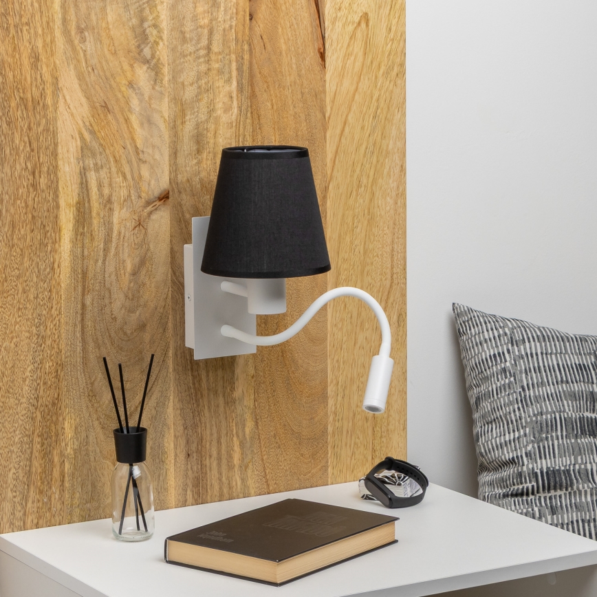 Brilagi - LED Fleksibilna zidna lampa NUBILA 1xE27/25W/230V + LED/3W bela/crno