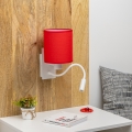 Brilagi - LED Fleksibilna zidna lampa NUBILA 1xE27/25W/230V + LED/3W bela/crveno