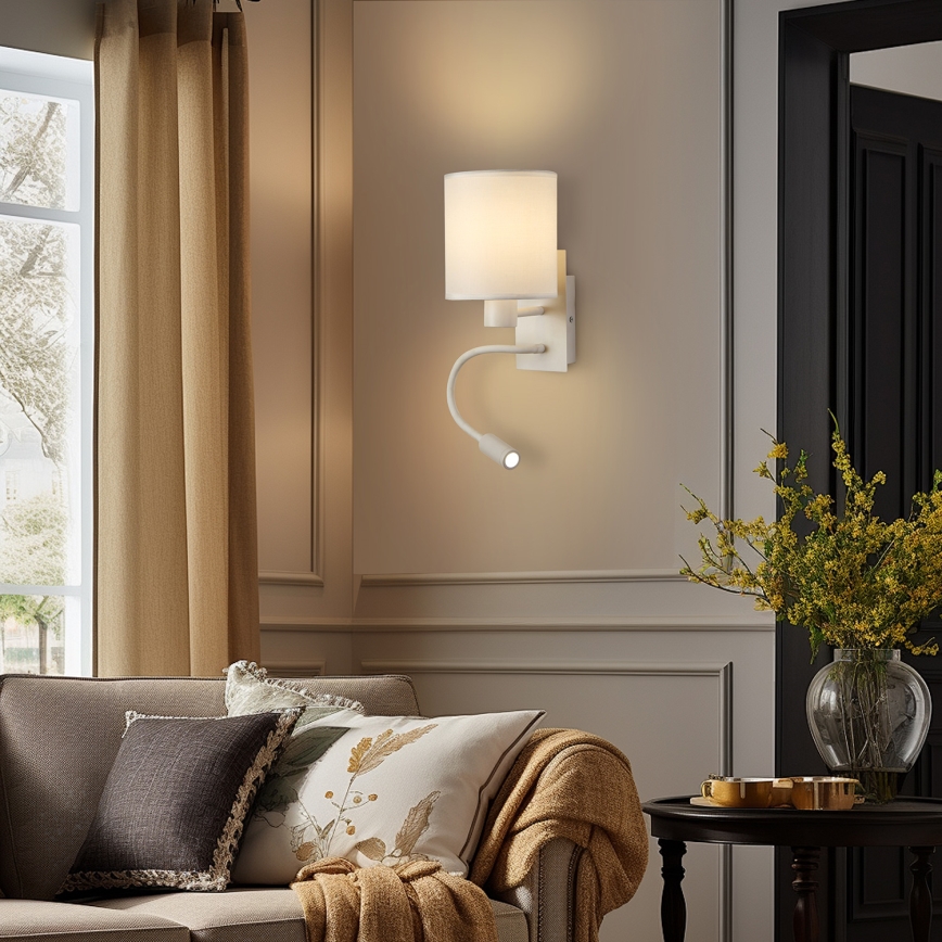 Brilagi - LED Fleksibilna zidna lampa NUBILA 1xE27/25W/230V + LED/3W bela