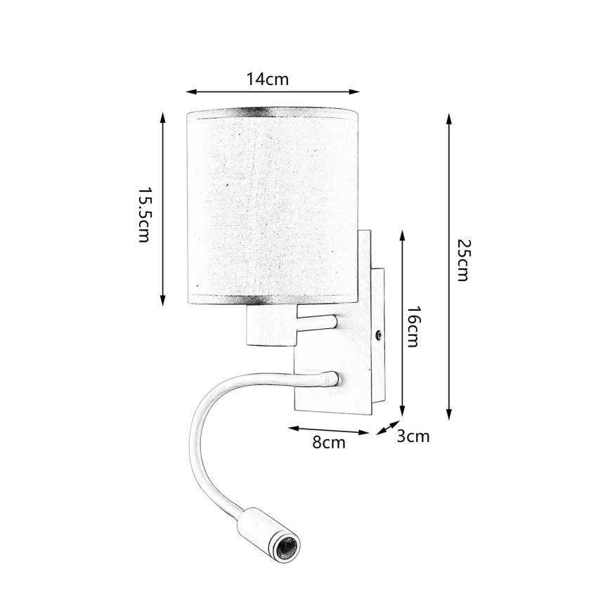 Brilagi - LED Fleksibilna zidna lampa NUBILA 1xE27/25W/230V + LED/3W bela