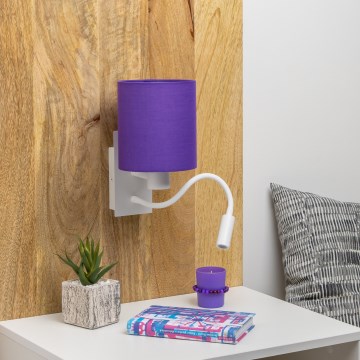 Brilagi - LED Fleksibilna zidna lampa NUBILA 1xE27/25W/230V + LED/3W bela/ljubičasta
