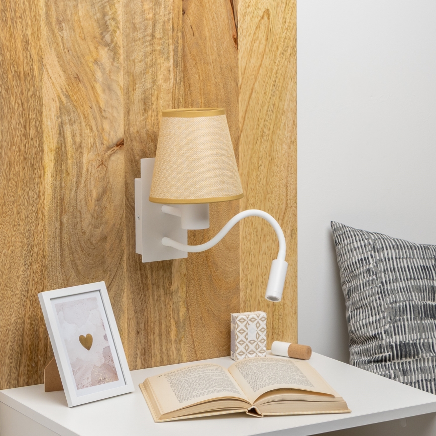 Brilagi - LED Fleksibilna zidna lampa NUBILA 1xE27/25W/230V + LED/3W bela/svetlobraon