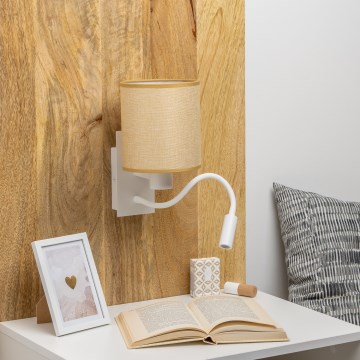 Brilagi - LED Fleksibilna zidna lampa NUBILA 1xE27/25W/230V + LED/3W bela/svetlobraon