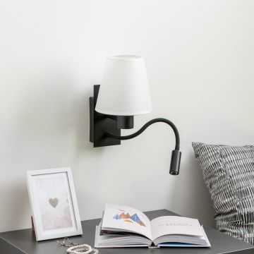 Brilagi - LED Fleksibilna zidna lampa NUBILA 1xE27/25W/230V + LED/3W crno/bela
