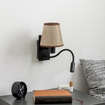 Brilagi - LED Fleksibilna zidna lampa NUBILA 1xE27/25W/230V + LED/3W crno/braon