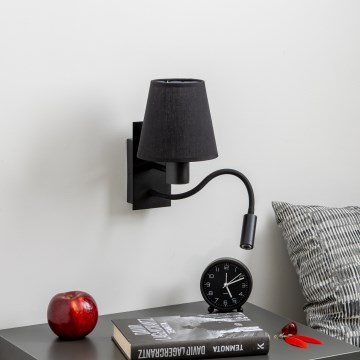 Brilagi - LED Fleksibilna zidna lampa NUBILA 1xE27/25W/230V + LED/3W crno