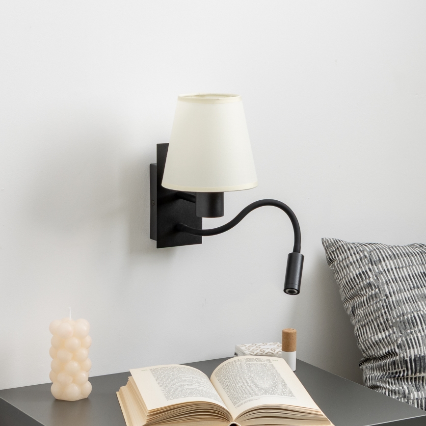 Brilagi - LED Fleksibilna zidna lampa NUBILA 1xE27/25W/230V + LED/3W crno/kremasta