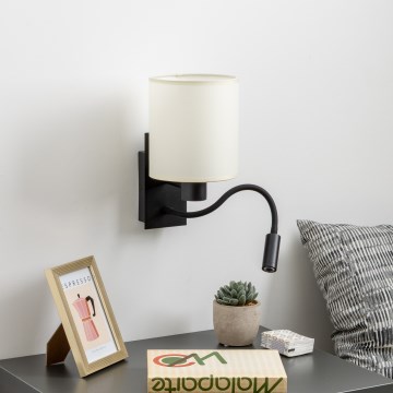 Brilagi - LED Fleksibilna zidna lampa NUBILA 1xE27/25W/230V + LED/3W crno/kremasta