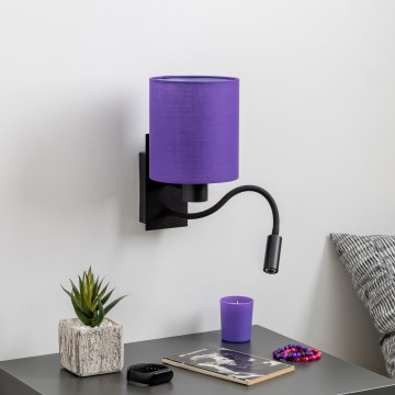 Brilagi - LED Fleksibilna zidna lampa NUBILA 1xE27/25W/230V + LED/3W crno/ljubičasta