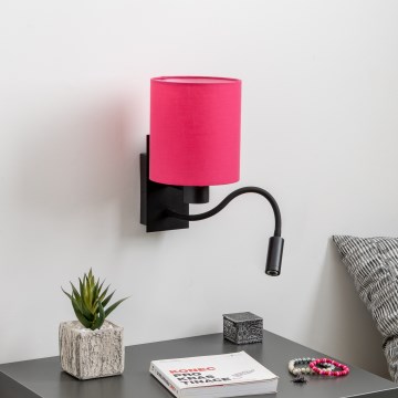 Brilagi - LED Fleksibilna zidna lampa NUBILA 1xE27/25W/230V + LED/3W crno/roze