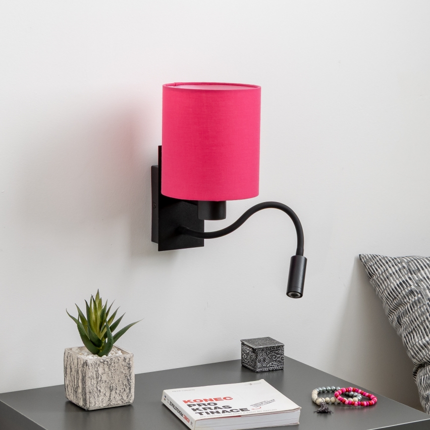 Brilagi - LED Fleksibilna zidna lampa NUBILA 1xE27/25W/230V + LED/3W crno/roze