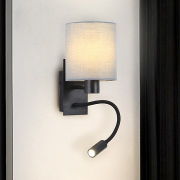 Brilagi - LED Fleksibilna zidna lampa NUBILA 1xE27/25W/230V + LED/3W crno/sivo