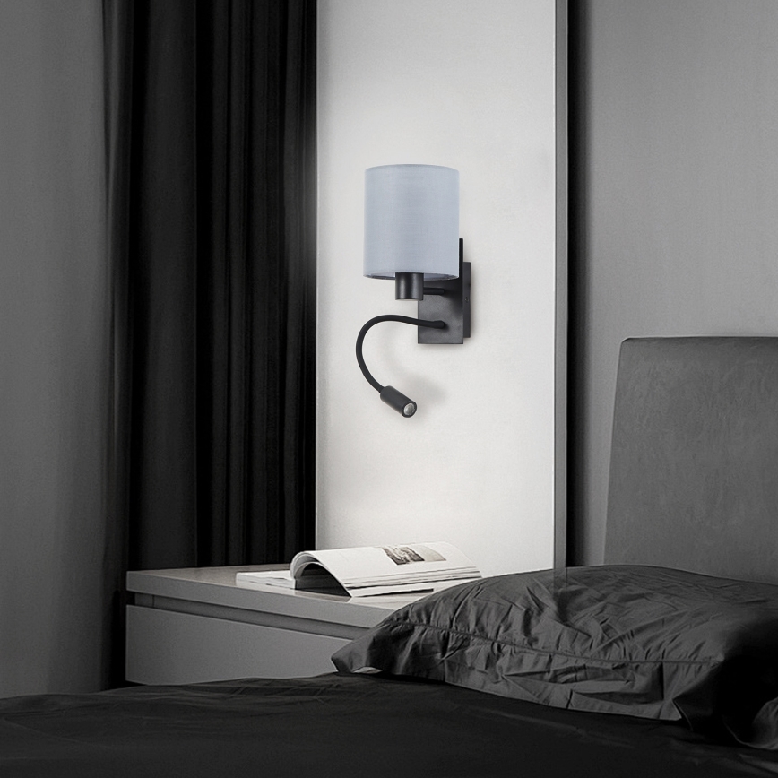 Brilagi - LED Fleksibilna zidna lampa NUBILA 1xE27/25W/230V + LED/3W crno/sivo