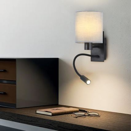 Brilagi - LED Fleksibilna zidna lampa NUBILA 1xE27/25W/230V + LED/3W crno/sivo